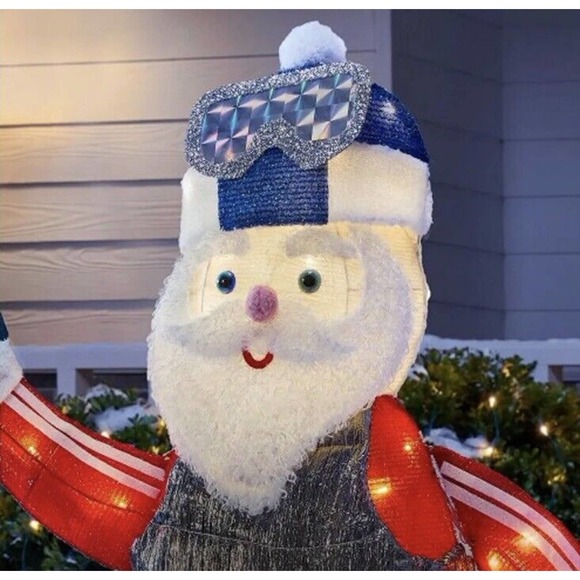 *USED OPEN Home Accents Holiday 4 FT Yuletide Lane LED Santa with Snowboard READ - Picture 4 of 10
